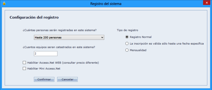 Configuracion de Registro