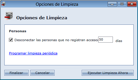 Opciones de Limpieza