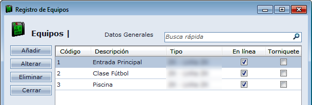 Registro de Equipos